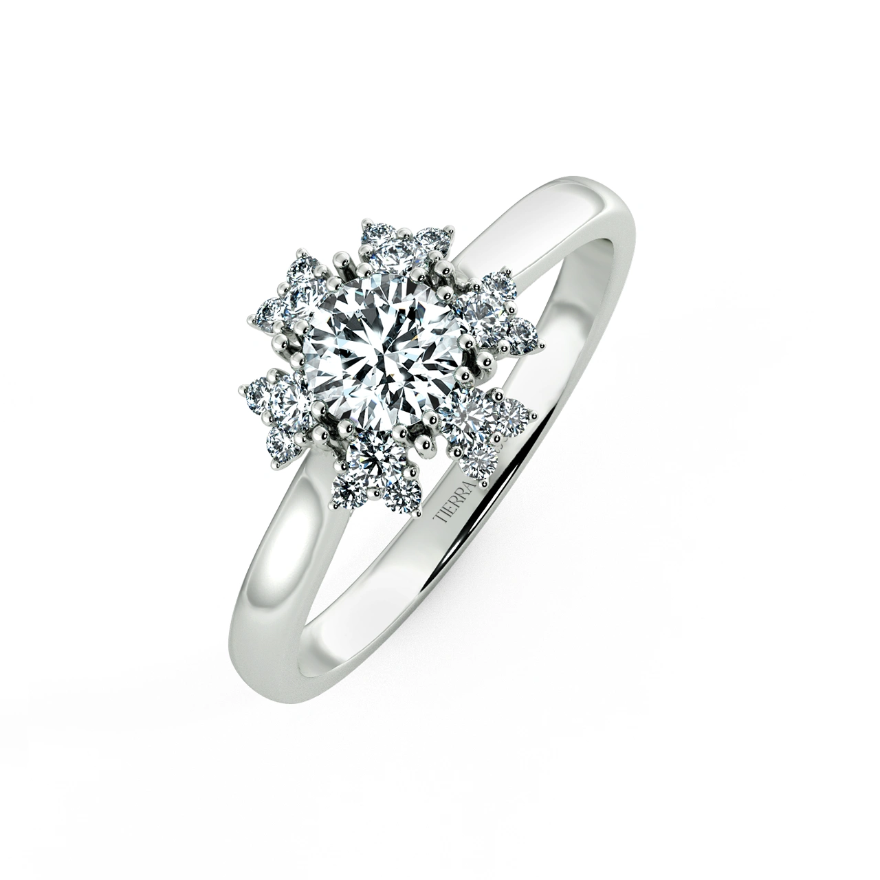 Apricot Blossom Halo engagement Ring with shiny Band NCH2002 3